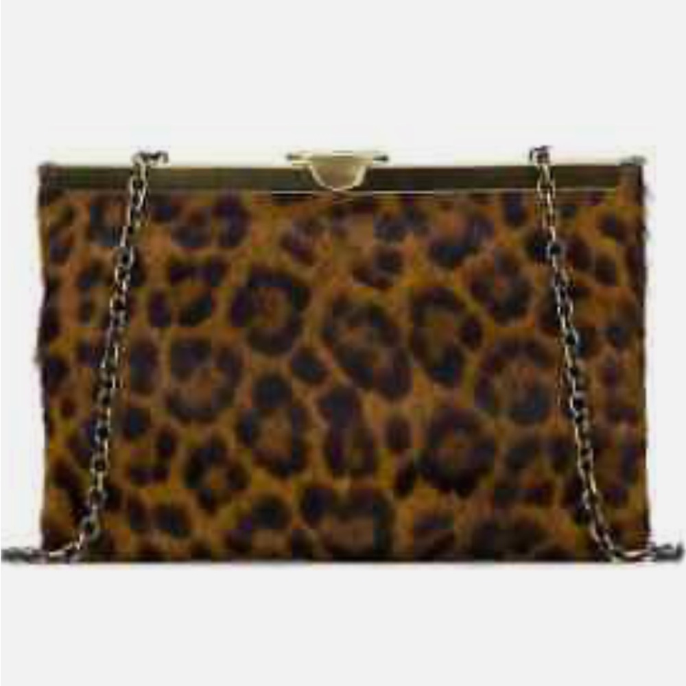 NWTS! Patricia Nash Asher Leopard Leather/Calfhair Glamour Clutch